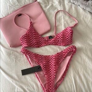 Triangl Pink Crochet Bikini Set